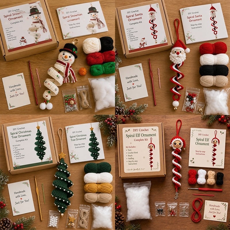 Crochet Snowman Spiral Oranment DIY Kit🎅🌲