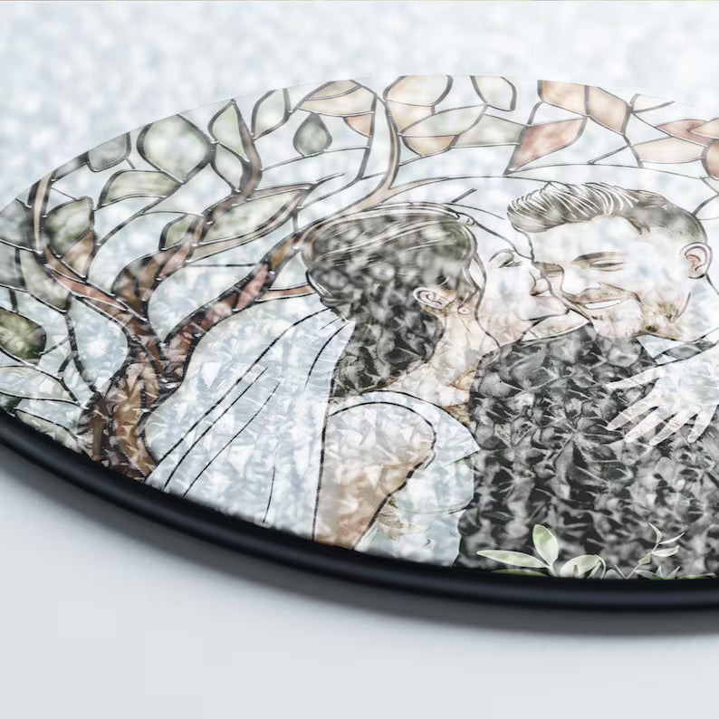 Custom Couples Portrait Stained Glass SunCatcher: Wedding Gift