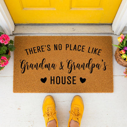 Custom Personalized Doormat: There's No Place Like Grandma And Grandpa's House, Welcome Mat, Door Mat, Mother's Day Gift