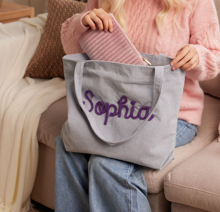 Custom Corduroy Tote Bag, Personalized Corduroy Bag, Everyday Essential Tote, Travel Crossbody Bag, Valentines Day gift, Easter Gifts