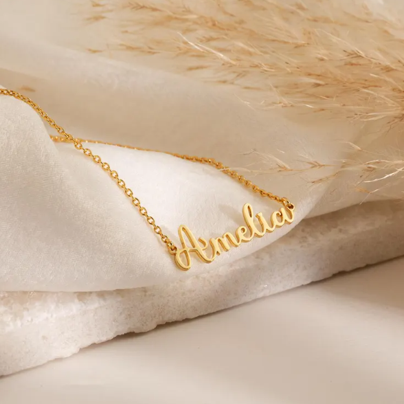 Personalized Name Necklace, Custom 18K Gold Plated Name Necklace, Minimalist Name Necklace, Christmas Gift, Mother's Day Gift, Gift for Her