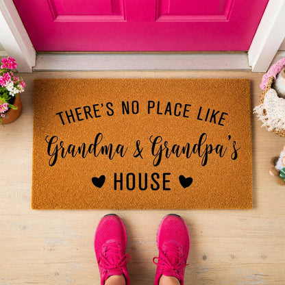Custom Personalized Doormat: There's No Place Like Grandma And Grandpa's House, Welcome Mat, Door Mat, Mother's Day Gift