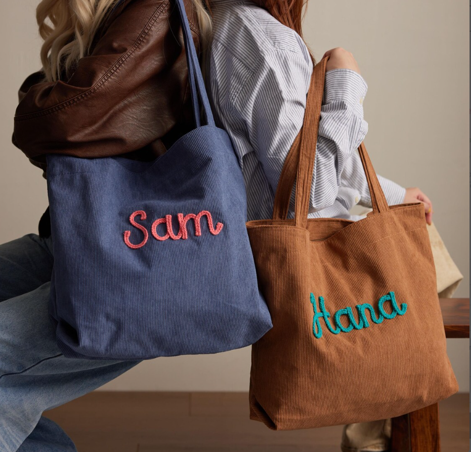 Custom Corduroy Tote Bag, Personalized Corduroy Bag, Everyday Essential Tote, Travel Crossbody Bag, Valentines Day gift, Easter Gifts