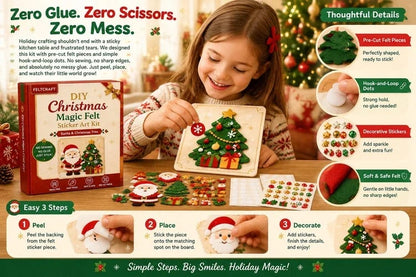 🎄 DIY Christmas Magic Felt Sticker Art Kit – Peel, Stick & Create