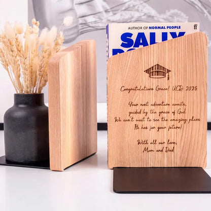 Custom wooden bookend | Personalized bookshelf accessories | Gift for book lovers, graduates, professors