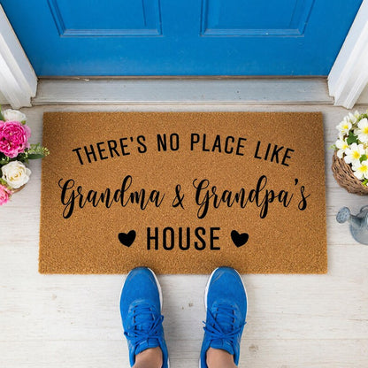 Custom Personalized Doormat: There's No Place Like Grandma And Grandpa's House, Welcome Mat, Door Mat, Mother's Day Gift