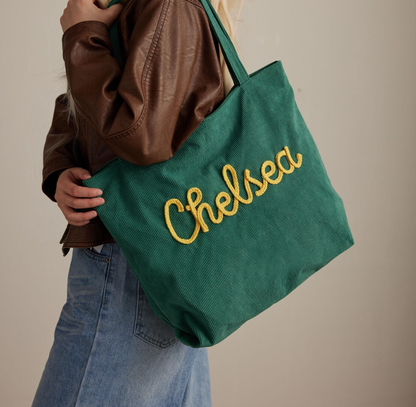 Custom Corduroy Tote Bag, Personalized Corduroy Bag, Everyday Essential Tote, Travel Crossbody Bag, Valentines Day gift, Easter Gifts