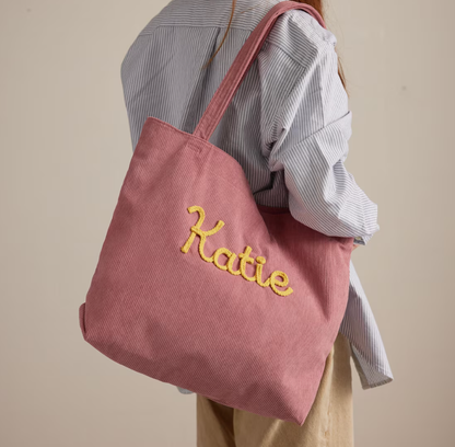 Custom Corduroy Tote Bag, Personalized Corduroy Bag, Everyday Essential Tote, Travel Crossbody Bag, Valentines Day gift, Easter Gifts