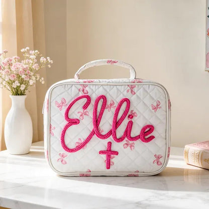 Godchild Gift Personalized Quilted Bible Cover: Custom Name with Cross Design,Christian Mother's Day Gift