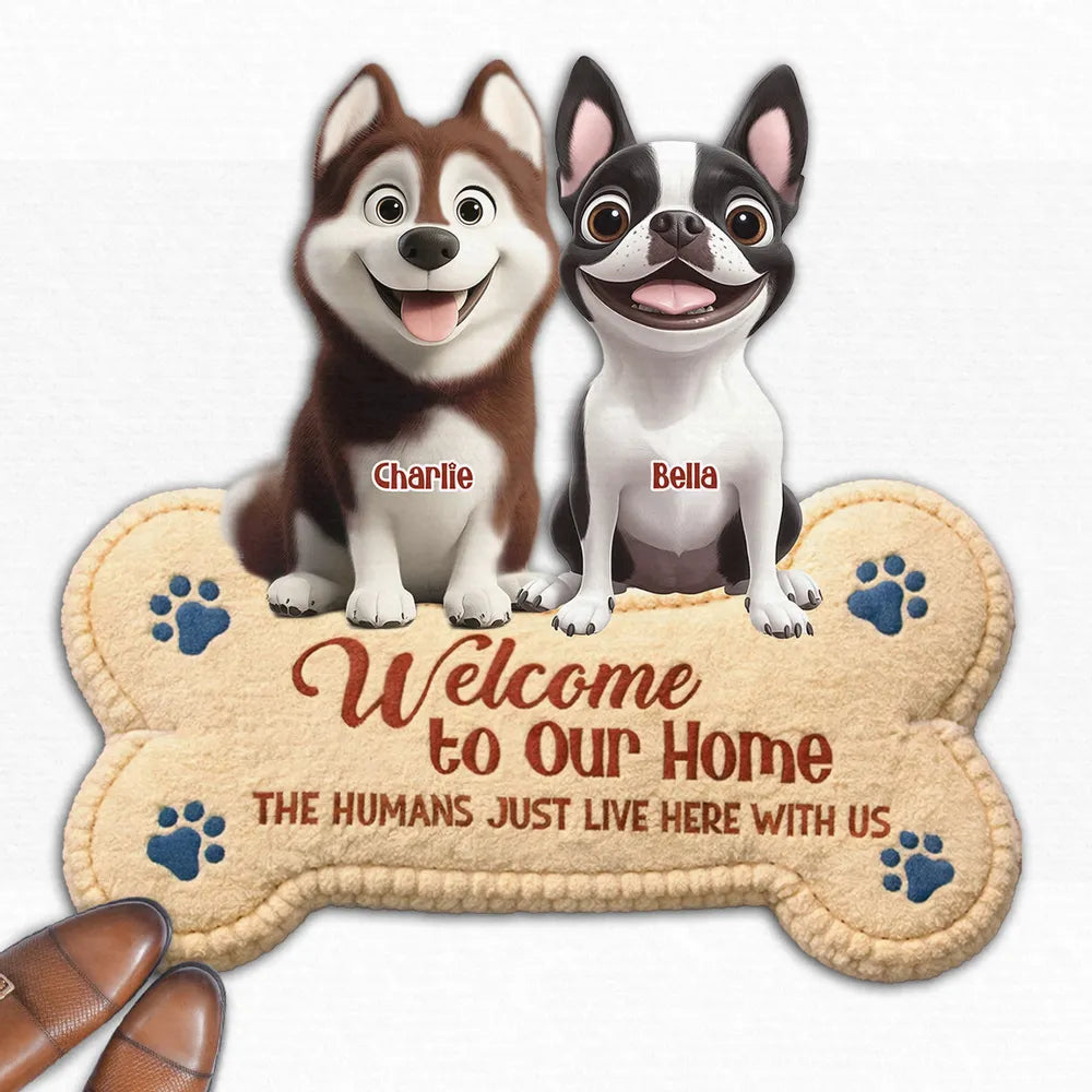 The Humans Live With Lovely Dogs - Personalized Custom Doormat