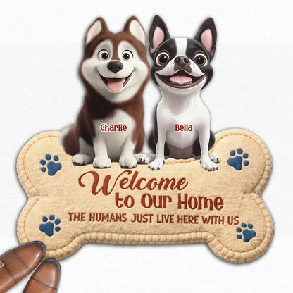 The Humans Live With Lovely Dogs - Personalized Custom Doormat