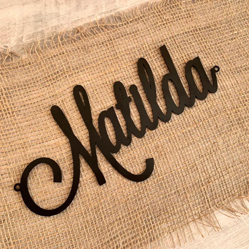 Personalized Metal Name Sign | Custom Laser Cut Script Words | Home or Office Wall Decor