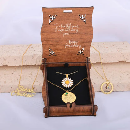 Custom Birth Month Flower Necklace Gold Personalized Silver Birth Flower Name Pendant Necklace November Birth Flower Necklace,Flower Jewelry