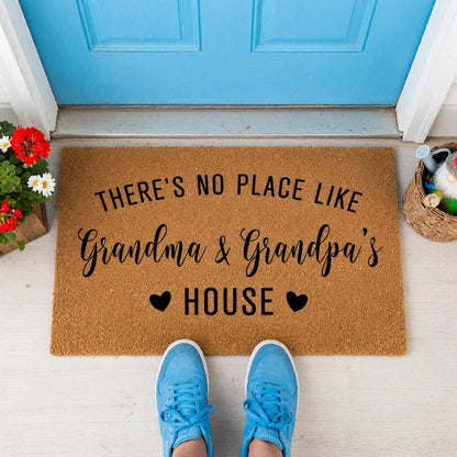 Custom Personalized Doormat: There's No Place Like Grandma And Grandpa's House, Welcome Mat, Door Mat, Mother's Day Gift