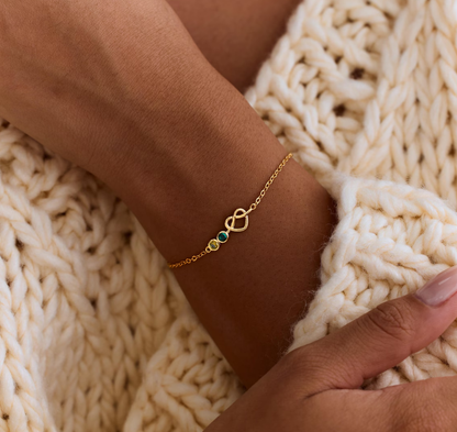 Customized birthstone bracelet, simple heart-shaped ring-shaped jewelry, birthday gift, a commemorative present for your loved one or mother