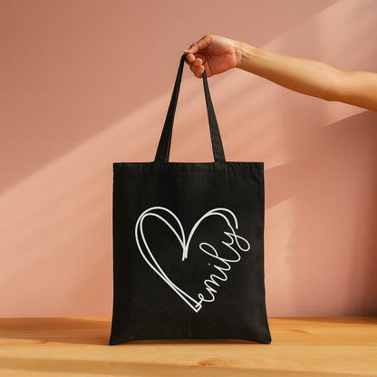Custom Love Heart Tote Bag with Name: Valentine's Day, Christmas, Bachelorette Gifts for Women