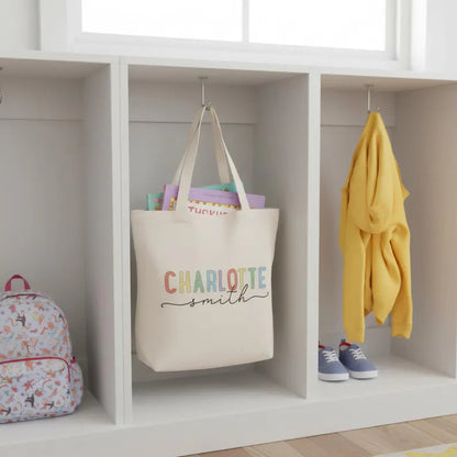 Personalized Canvas Tote Bag with Name, Toy Storage & Book Bag, Nursery Organizer, Toddler Gift, Easter Gifts