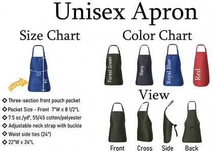 Customized Apron, Chef Printed Apron, Printed Kitchen Apron for Women & Men, Personalized Gift, Cute Apron For Women Men, Printed Apron,