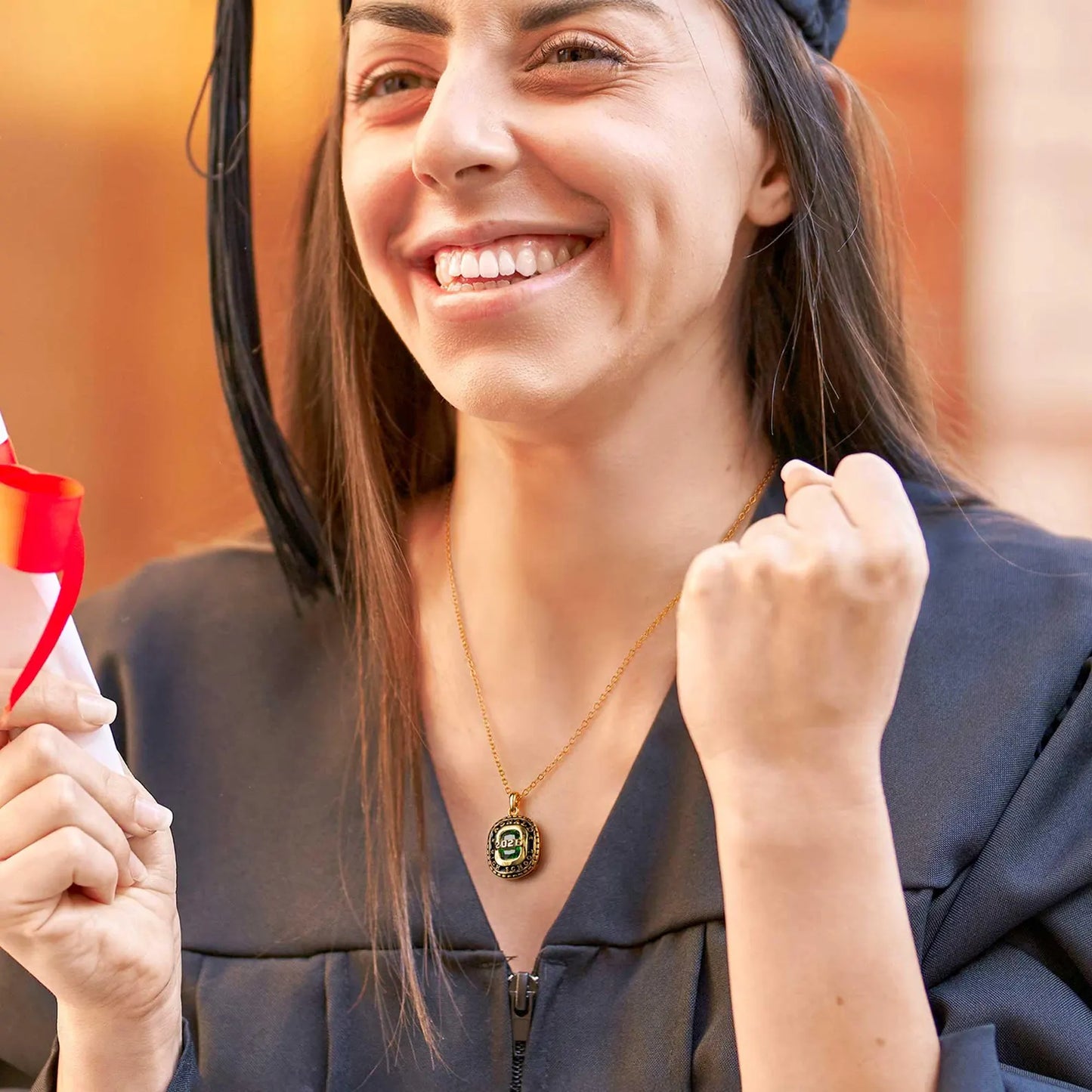 Personalized Graduation Gift Necklace With Birthstone, Engraved Memento For High School Or University Graduate