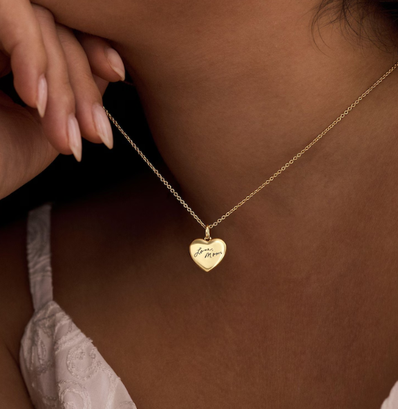 Dainty Actul Handwriting Heart Charm Necklace, Memorial Necklace, Keepsake Necklace, Custom Signature Jewellery, Mothers Day Gift for Her
