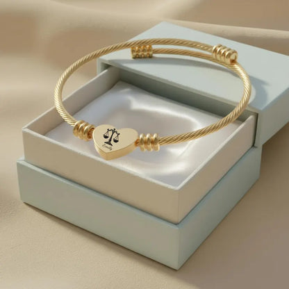 Elegant And Chic Heart Cuff Bracelet (Engraving), Scales of Justice, Personalized Gift, Custom Lawyer Bracelet, Gift for Law School Graduate