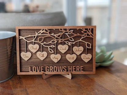 Family Tree Wood Frame - Fully Customized, Mother's Day, Father's Day, Grandma Gift, Mom Gift, Adoption Gift (NO TARIFF/DUTY)