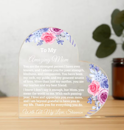 Heart Plaque For Mom From Daughter Son, Birthday Gift, Christmas Gift For Mom, Mother's Day Gift, Custom Mom Gift, To My Mom, Mom Keepsake
