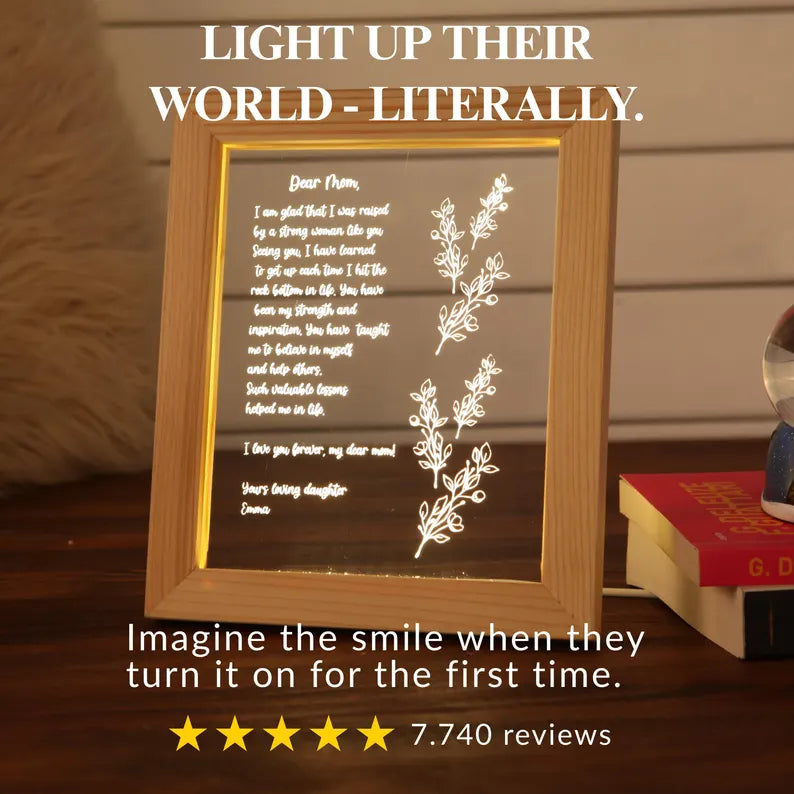 Personalized Hand-Written Letter Night Light - Mother's Day Gift Ideas - Mothers Day Gift - Gift for Mom - Grandma Nana Mommy Birthday Gifts