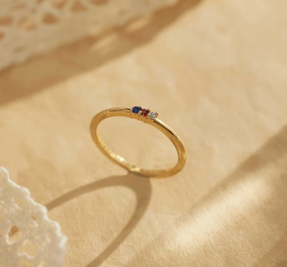 Personalised Dainty Birthstone Ring, Family Birthstone Ring, 18k Gold Daily Ring, Anniversary Gift, Gift for Mom, Mothers DayGift for Her