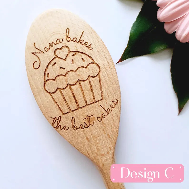 Grandma Bakes The Best Cakes Personalised Baking Wooden Spoon, Mothers Day Spoon Gift, Cake Baking, Birthday Gift, Nana, Nanny, Granny