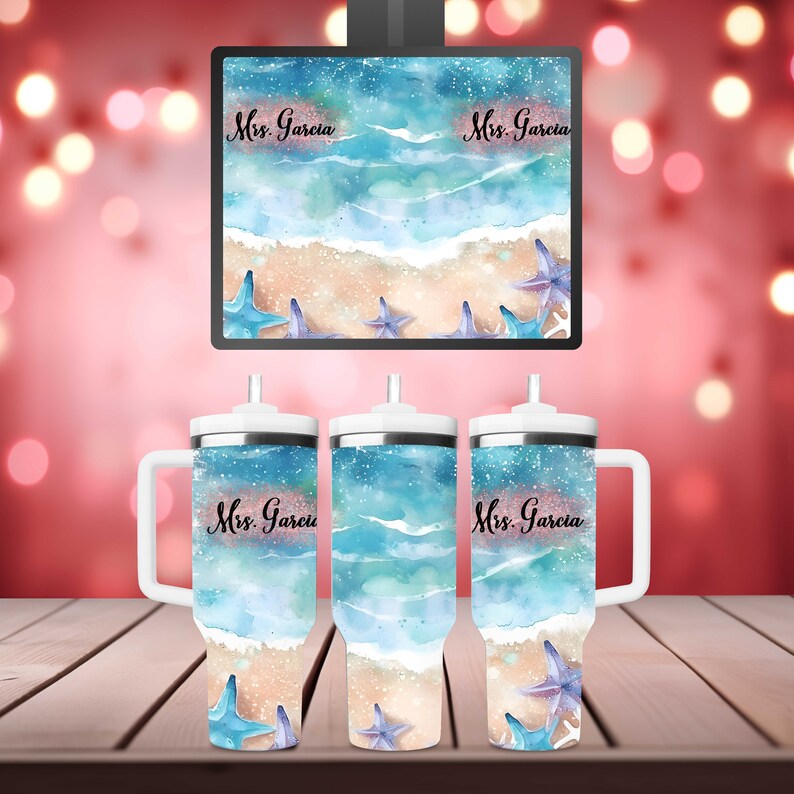 Personalized 40oz Tumbler With Handle Lid and Straw, Custom Beach Vacation Tumbler, bridesmaid tumbler, Gift for Best Friend, Gifts for Her