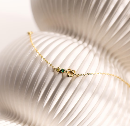 Customized birthstone bracelet, simple heart-shaped ring-shaped jewelry, birthday gift, a commemorative present for your loved one or mother