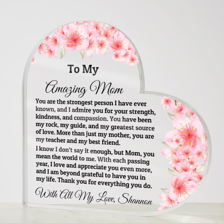Heart Plaque For Mom From Daughter Son, Birthday Gift, Christmas Gift For Mom, Mother's Day Gift, Custom Mom Gift, To My Mom, Mom Keepsake