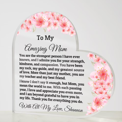 Heart Plaque For Mom From Daughter Son, Birthday Gift, Christmas Gift For Mom, Mother's Day Gift, Custom Mom Gift, To My Mom, Mom Keepsake