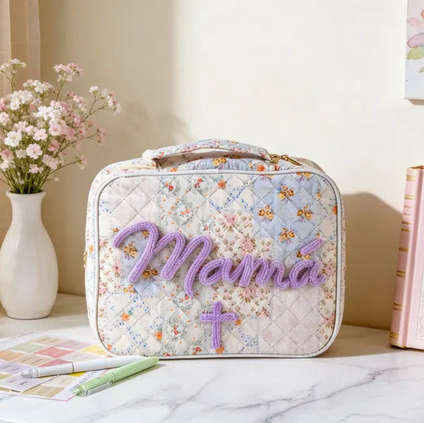 Godchild Gift Personalized Quilted Bible Cover: Custom Name with Cross Design,Christian Mother's Day Gift