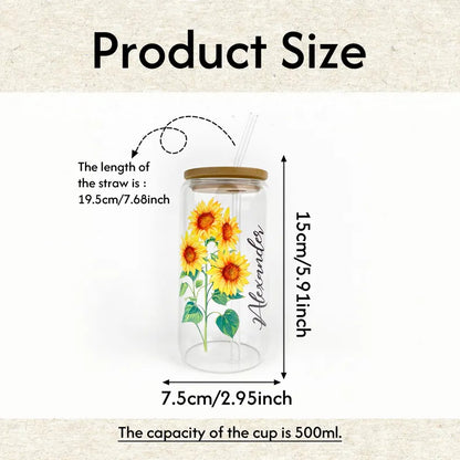 Personalized Birth Flower Tumblers | Custom Glass Coffee cup | Gifts for Her | Mothers Day | Customized gifts for any occasion