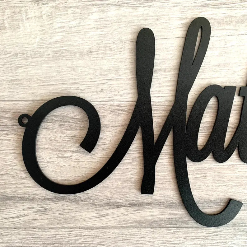 Personalized Metal Name Sign | Custom Laser Cut Script Words | Home or Office Wall Decor