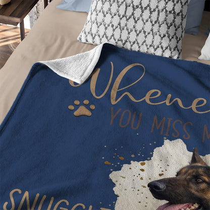Personalized Whenever You Miss Me Snuggle This Pet Photo Soft Blanket Custom Name Sympathy Memorial Birthday Gift for Pet Owners Lovers