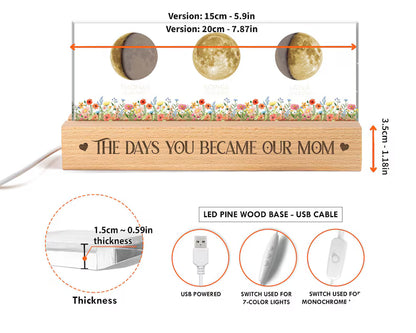 Custom Moon Phase by Date Night Light Gift for Mom, Mothers Day Gift for Grandma, Personalized Mom Moon Phase Lamp, Mom Gifts, Birthday Gift