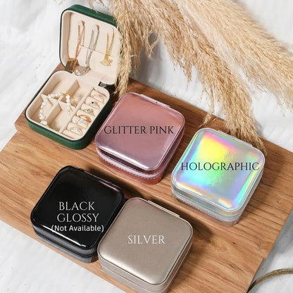 Engraved Birth Flower jewellery Box, Personalized Name Travel Jewelry Box, Bridal Party Gifts, Bridesmaid Gifts, Christmas Jewelry box case