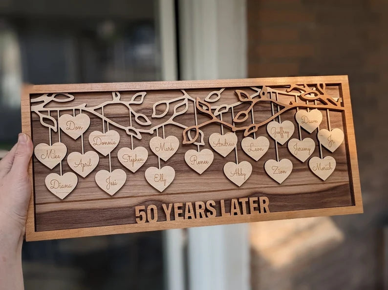 Family Tree Wood Frame - Fully Customized, Mother's Day, Father's Day, Grandma Gift, Mom Gift, Adoption Gift (NO TARIFF/DUTY)
