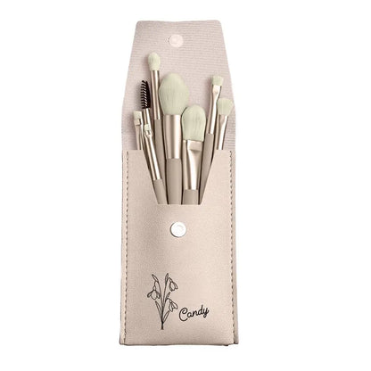 Personalized Birth Flower Makeup Brush Set, PU Leather Bag & 8 Brushes