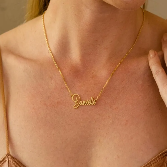 Personalized Name Necklace, Custom 18K Gold Plated Name Necklace, Minimalist Name Necklace, Christmas Gift, Mother's Day Gift, Gift for Her