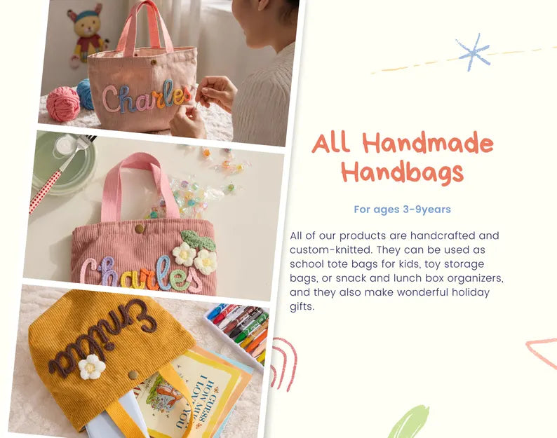 Personalized Name Tote Handbag: Custom Children's Gift,Custom Name Tote Handbag,Baby Shower Gifts, Children's name handbags,Christmas Gift