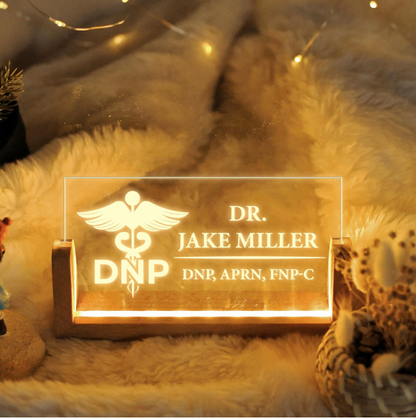 Personalized Medical Desk Sign ¨C Custom Light Up Name Plate for Doctor, DNP, APRN, FNP ¨C Graduation Gift for Healthcare Worker, dnp gifts
