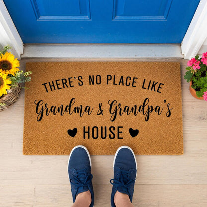 Custom Personalized Doormat: There's No Place Like Grandma And Grandpa's House, Welcome Mat, Door Mat, Mother's Day Gift