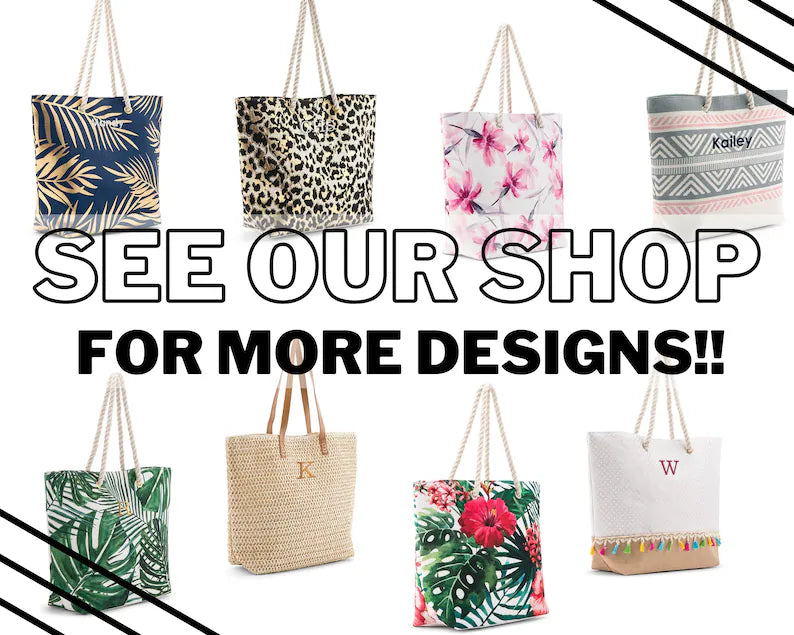 Personalized Tote Bag - Woven Straw - Tropical Vacation - Reusable Shopping Bag - Beach Tote - Mother's Day Gift - Personalized Gift