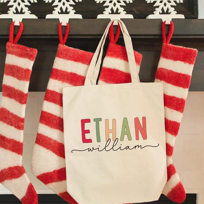 Personalized Canvas Tote Bag with Name, Toy Storage & Book Bag, Nursery Organizer, Toddler Gift, Easter Gifts