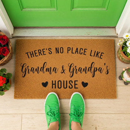 Custom Personalized Doormat: There's No Place Like Grandma And Grandpa's House, Welcome Mat, Door Mat, Mother's Day Gift