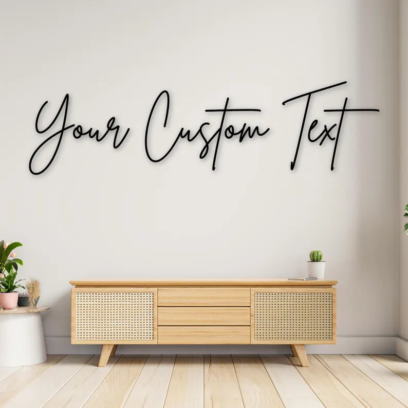 Custom Metal Word, Your Custom Text, Custom Name Script Metal Sign, Personalized Wall Decor, Housewarming Gift